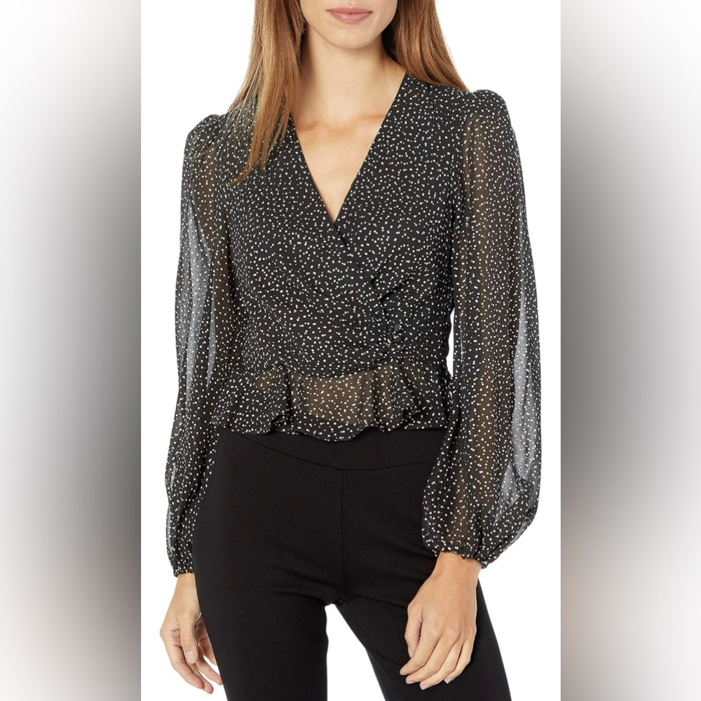 JILL JILL STUART Women's Wrap Top Foil Printed Chiffon